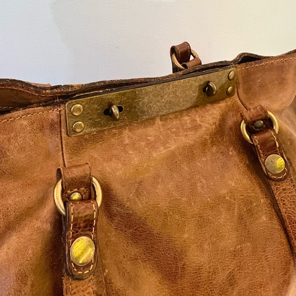 Patricia Nash Benvenuto Tan Vintage Distressed Leather Large Tote Shoulder Bag - Picture 8 of 13